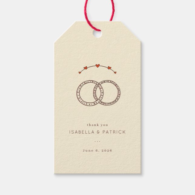 Elegant Beige Interlocking Rings Geschenkanhänger (Vorderseite)