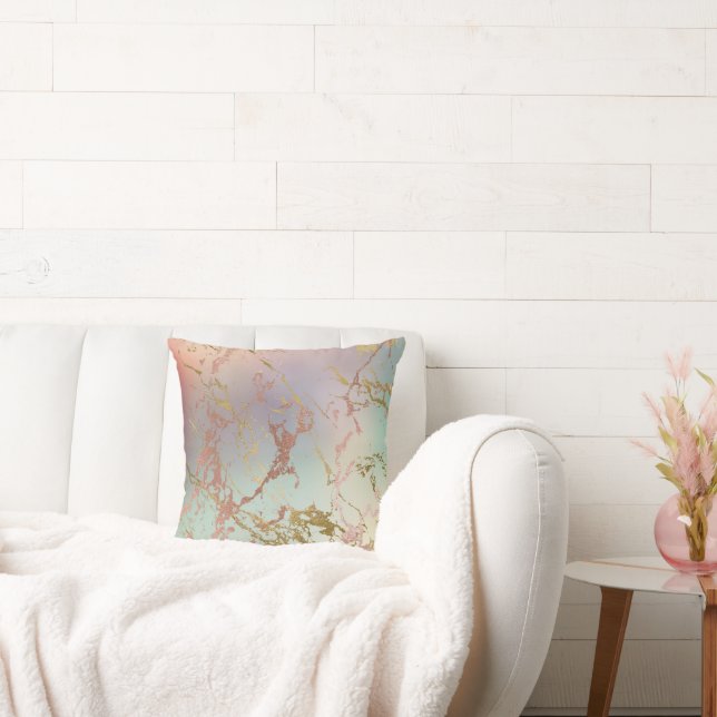 Elegant Beige Marble | Minze Sage Green Rose Gold Kissen (Liege)