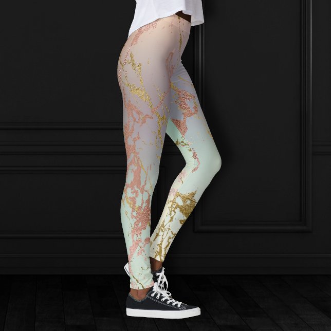 Elegant Beige Marble | Minze Sage Green Rose Gold Leggings (Von Creator hochgeladen)