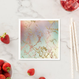 Elegant Beige Marble | Minze Sage Green Rose Gold Serviette
