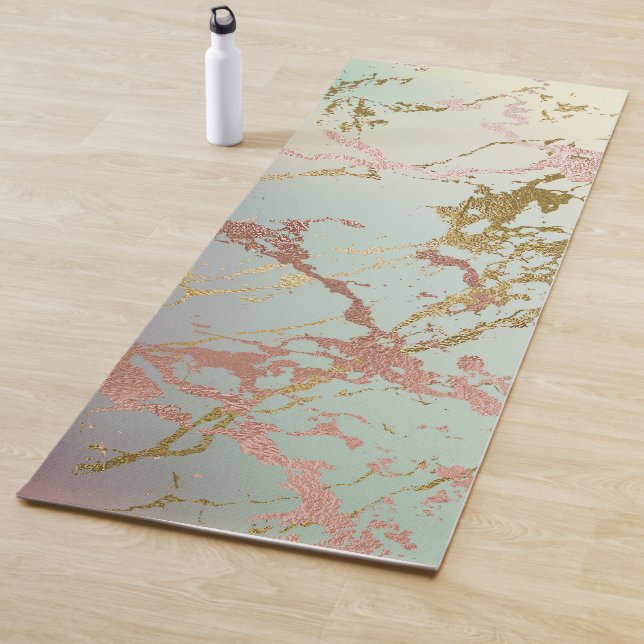 Elegant Beige Marble | Minze Sage Green Rose Gold Yogamatte (Beispiel)