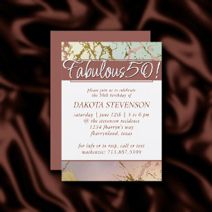 Elegant Beige Marble   Sage Rose Gold Fabulous 50 Einladung
