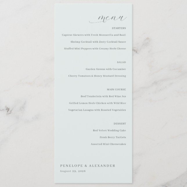 Elegant Beige Minimalist Menu (Devant)