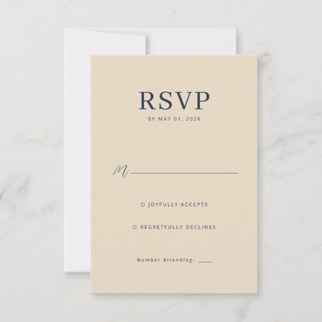 Elegant Beige Minimalist RSVP (Vorderseite)
