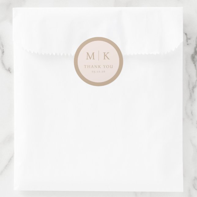 Elegant Beige Minimalist Thank You Sticker (Tasche)