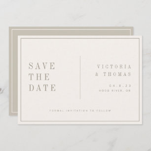 Elegant Beige Minimalistisch Save the Date