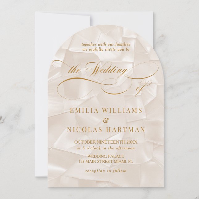 Elegant Beige Neutral Photo Wedding Einladung (Vorderseite)