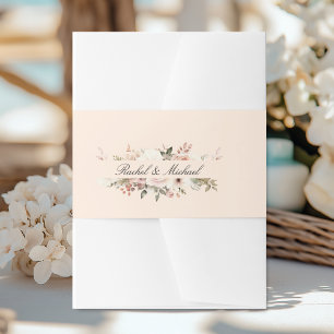Elegant, beige Pfirsich, Pastellfarben, Blume Einladungsbanderole