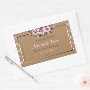 Elégant Beige Produit Étiquettes Roses Rose Diaman