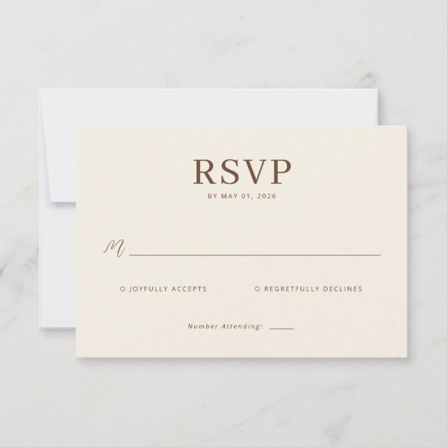Elegant Beige RSVP Card Karte (Vorderseite)