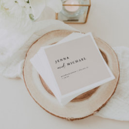 Elegant Beige Script Wedding Names Serviette