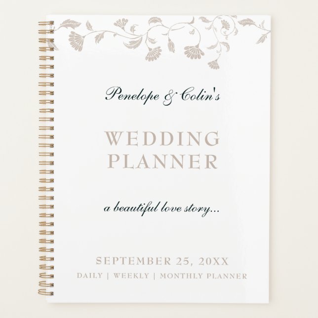 Élégant Beige Victorian Library Mariage de couvert (Devant)