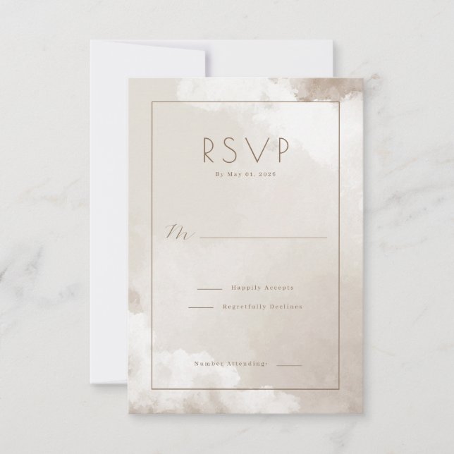 Elegant Beige Watercolor RSVP (Vorderseite)