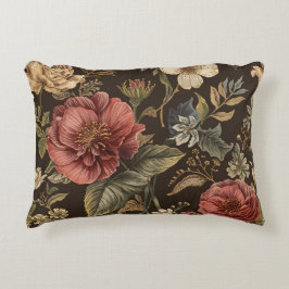 Elegant, Beigie Maroon Brown Flowers Pattern Dekokissen