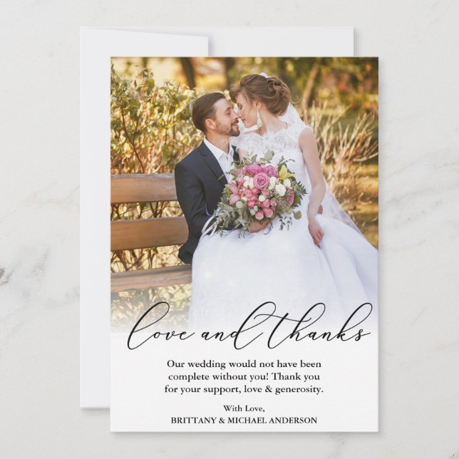 Elégant belle calligraphie amour Merci Mariage (Devant)