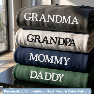 Elegant benutzerdefinierte bestickte Mami Daddy Om Besticktes Sweatshirt