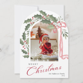 Elegant Berries Arch Photo Christmas Holiday Card Einladung