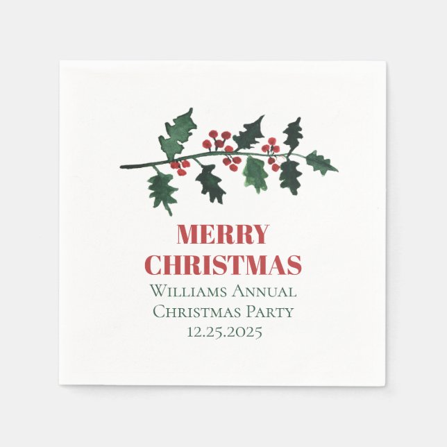 Elegant Berries Christmas Botanical Simple Serviette (Vorderseite)