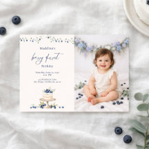 Elegant Berry First Blueberry Birthday Cake Photo