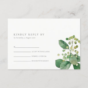 ELEGANT BERRY LEAFY FOLIAGE GREENERY WEDERY RSVP BEGLEITKARTE