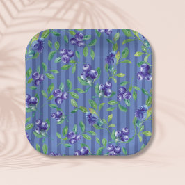 Elegant Berry Sweet Blueberries Baby Shower Pappteller