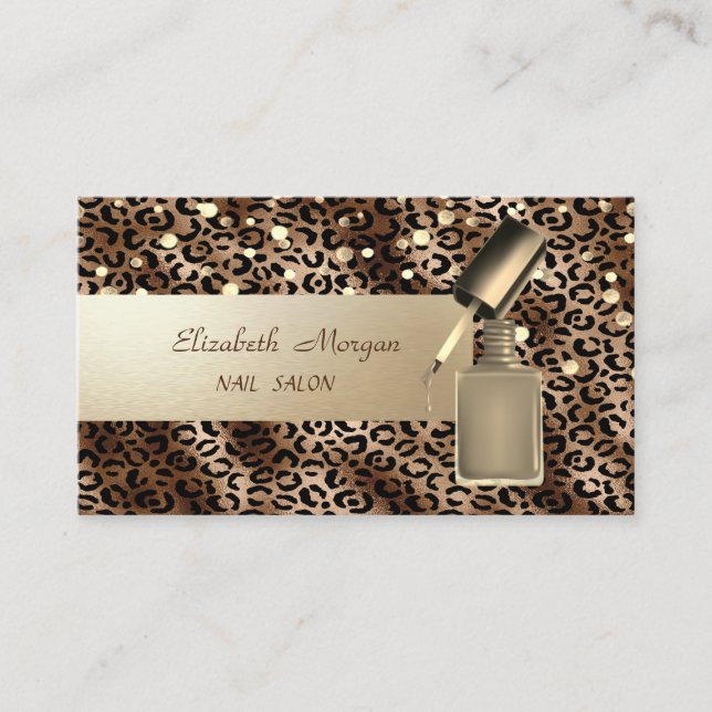 Elegant Beruflich,Confetti,Nagellpolnisch,Leopard Visitenkarte (Vorderseite)