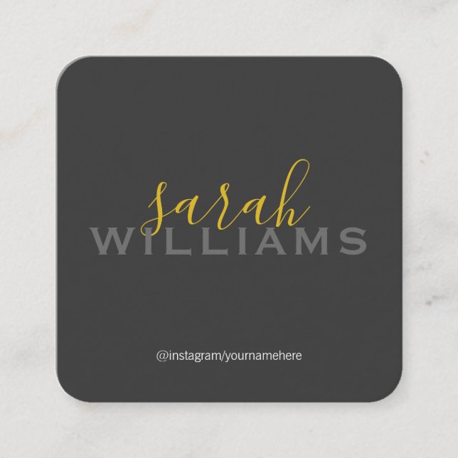 Elegant Beruflich Cursive / Grau Quadratische Visitenkarte (Vorderseite)