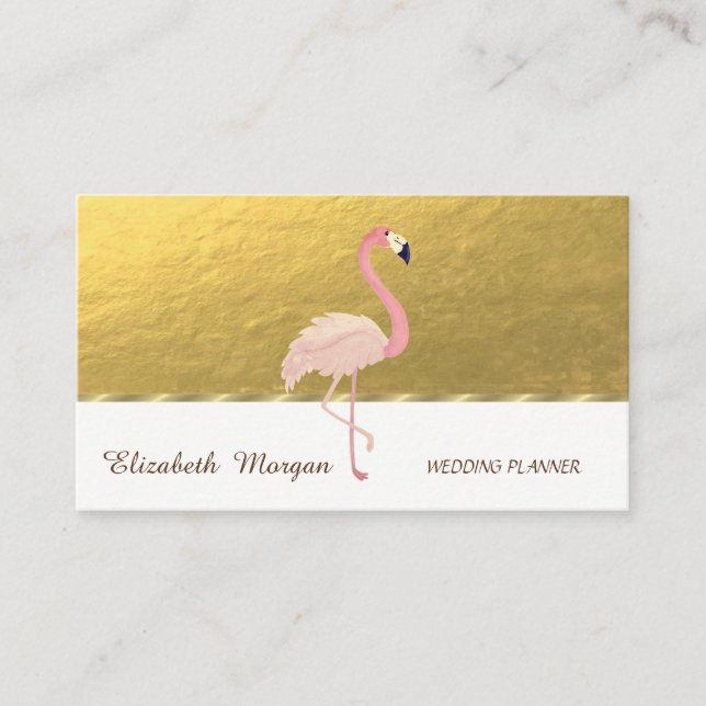 Elegant Beruflich, Imitate Gold, rosa Flamingo Visitenkarte (Vorderseite)