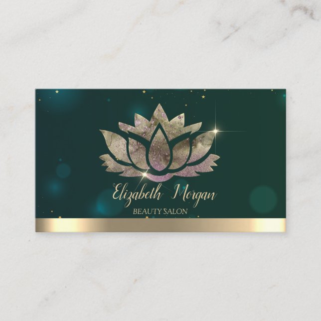 Elegant Beruflich Lotus Green Visitenkarte (Vorderseite)