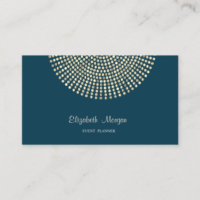 Elegant Beruflich, navy Blue, Gold Dots Visitenkarte (Vorderseite)