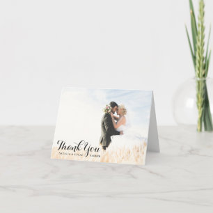 Elegant beschriftete Foto-Hochzeit Danke Schwarz