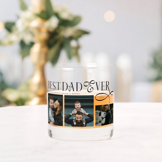 Elegant Best Dad Ever Photo Collage Fathers Day Whiskyglas (Insitu (Hochzeit))