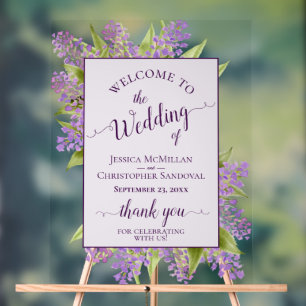 Élégant Bienvenue Mariage Bohème Aquarelle Lilas