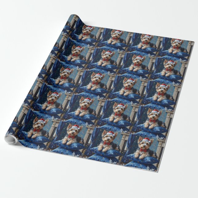 Elegant Biewer Terrier Dog Velvet Christmas Geschenkpapier (Ungerollt)