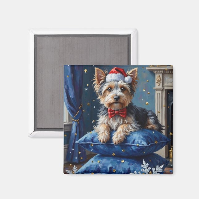 Elegant Biewer Terrier Dog Velvet Christmas Magnet (Vorderseite/Rückseite)