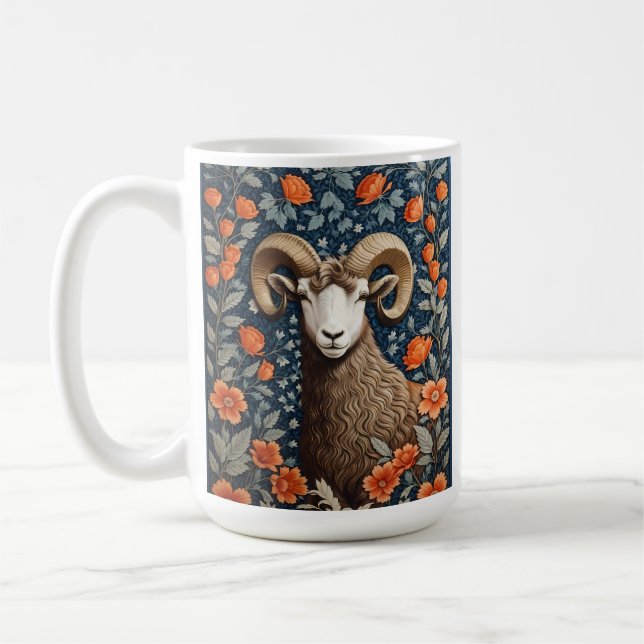 Elegant Big Horn Sheep William Morris Inspiriert Kaffeetasse (Links)
