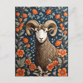 Elegant Big Horn Sheep William Morris Inspiriert Postkarte