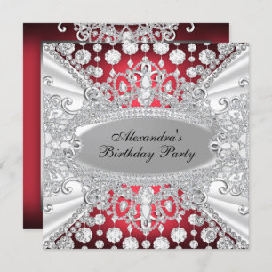 Élégant bijou de diamant rouge Invitation de fête 