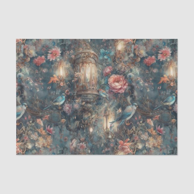 Elegant Bird und Lanterns Seidenpapier (Vorderseite)
