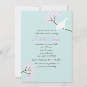 Elegant Birds Baby Shower Einladung