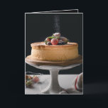Elegant Birthday Cake Karte<br><div class="desc">Birthday greeting card features an illustration of an elegant cheesecake topped with fruit and powered sugar on the front and and your custom greeting - or use ours - on the inside. You can change the saying,  the fonts,  the colors,  add names and a signature line,  too!</div>