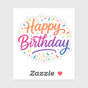 Elegant Birthday Calligraphy Design Aufkleber