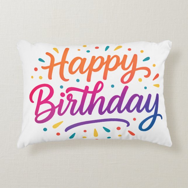 Elegant Birthday Calligraphy Design Dekokissen (Vorderseite)
