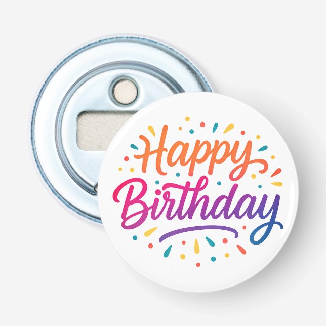 Elegant Birthday Calligraphy Design Flaschenöffner (Vorderseite)