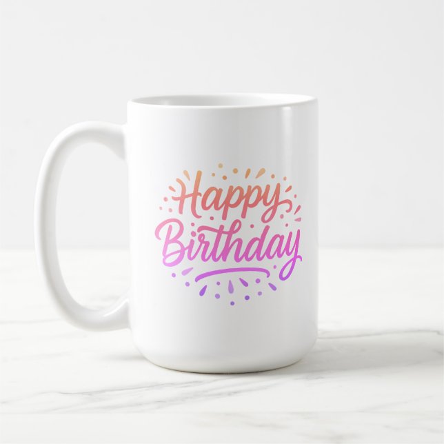 Elegant Birthday Calligraphy Design Kaffeetasse (Links)