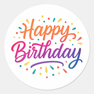 Elegant Birthday Calligraphy Design Runder Aufkleber