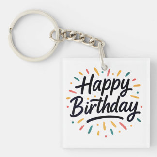 Elegant Birthday Calligraphy Design Schlüsselanhänger