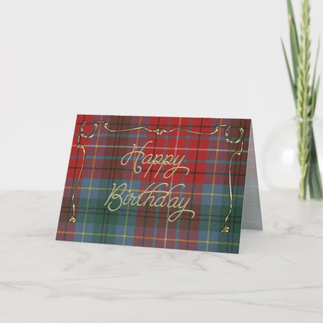 Elegant Birthday Card auf British Columbia Tartan Karte (Vorderseite)