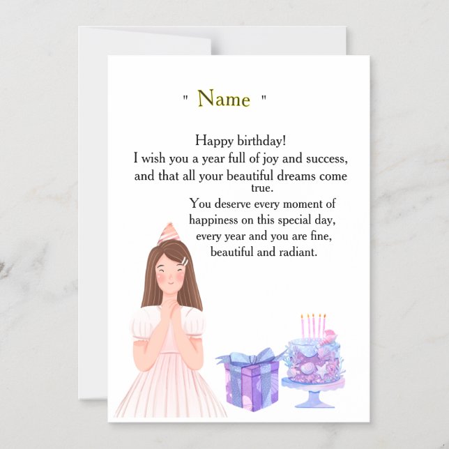 Elegant Birthday Card for Her – Personalized Greet Magneteinladung (Vorderseite)