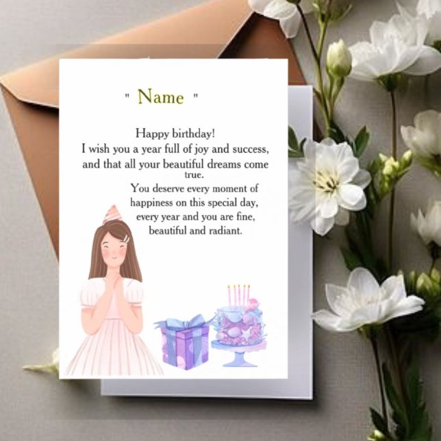 Elegant Birthday Card for Her – Personalized Greet Magneteinladung (Von Creator hochgeladen)
